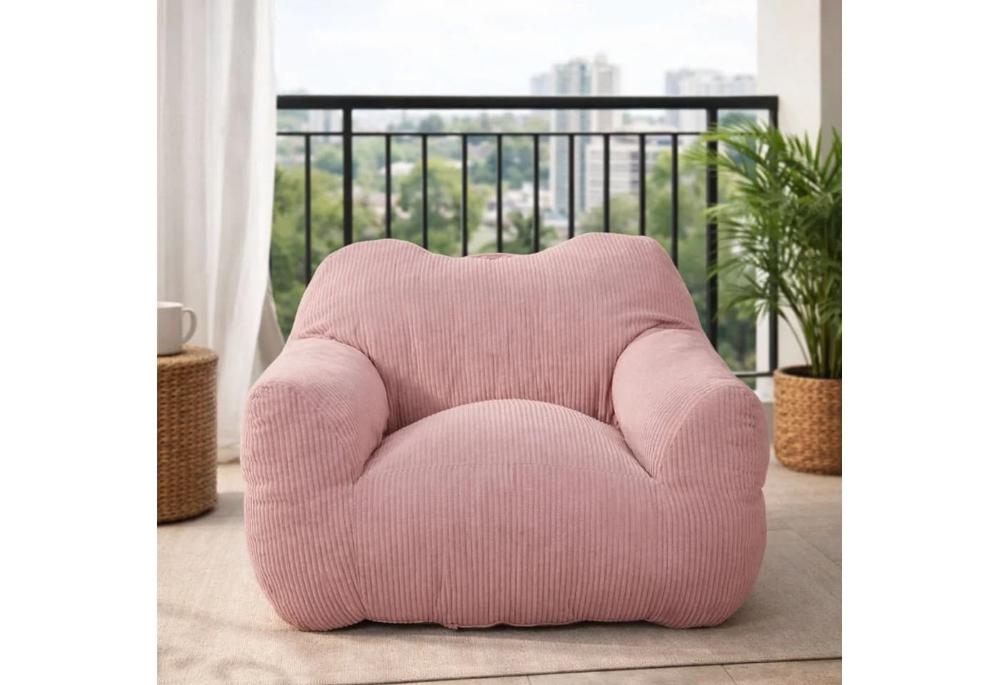 HomeMiYN Sitzsack „Cube“ Rosa Cord mit Tragegriff - Bild 2