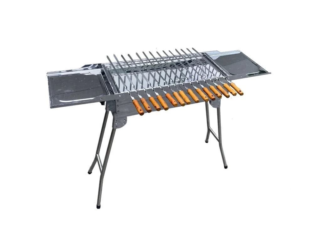 walexo Holzkohlegrill Mangal Edelstahl mit 14 Spießen