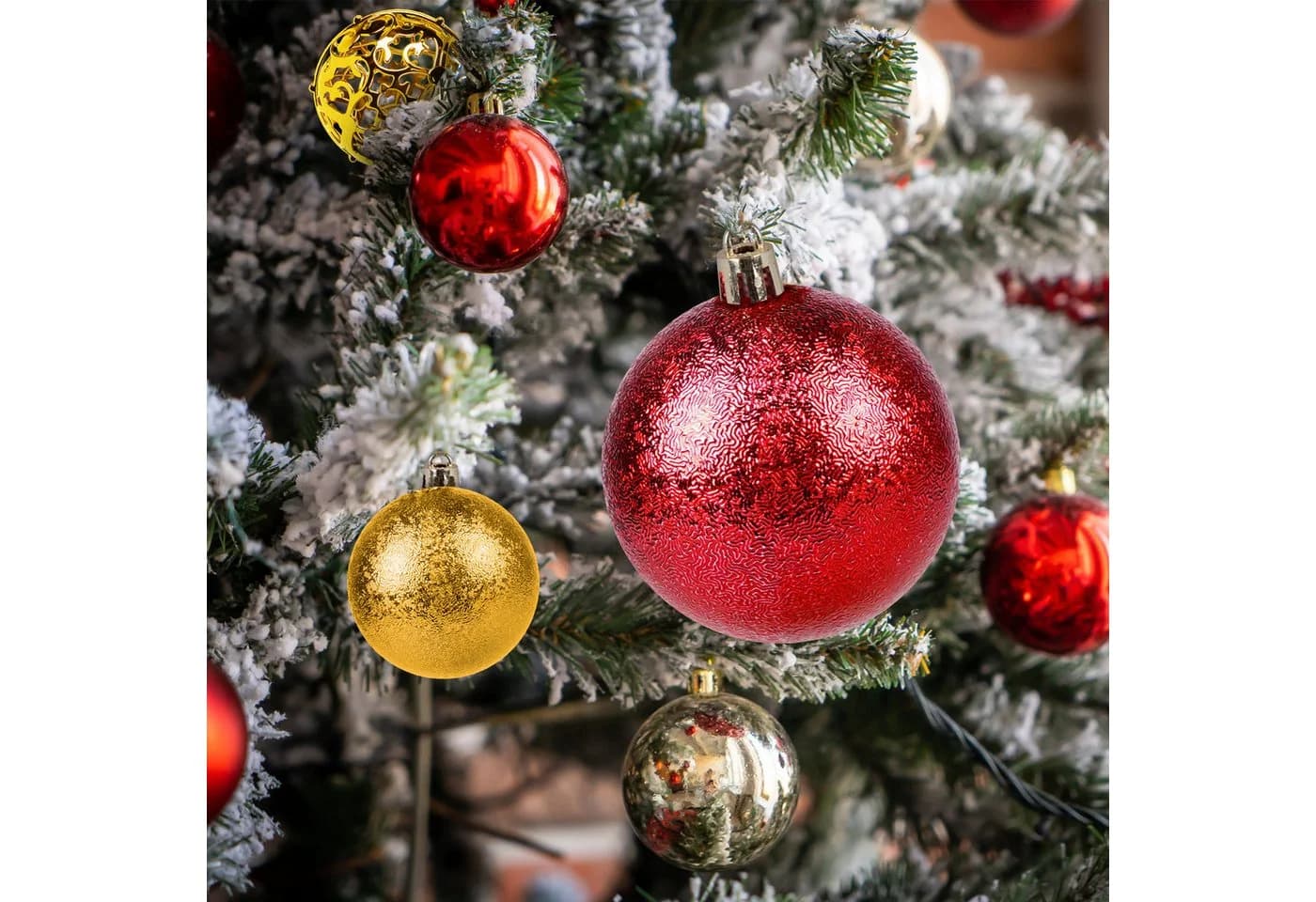 lindahandel 100er Set Weihnachtsbaumkugeln Gold & Rot Kunststoff - Bild 4