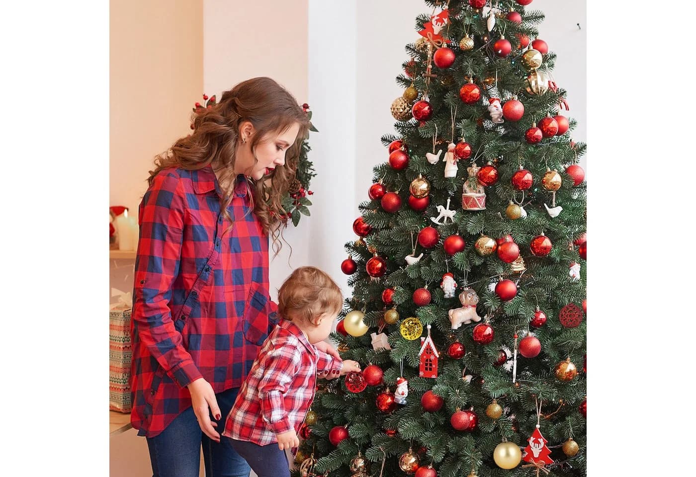 lindahandel 100er Set Weihnachtsbaumkugeln Gold & Rot Kunststoff - Bild 5