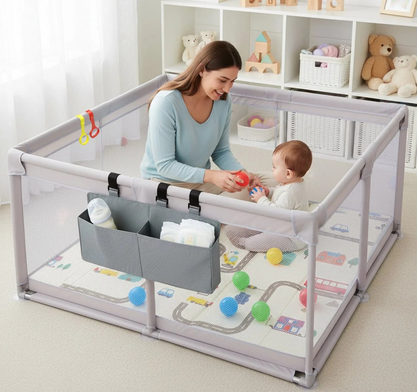 ElitVita Laufgitter Laufstall Baby 600D Oxford Stoff - Bild 3