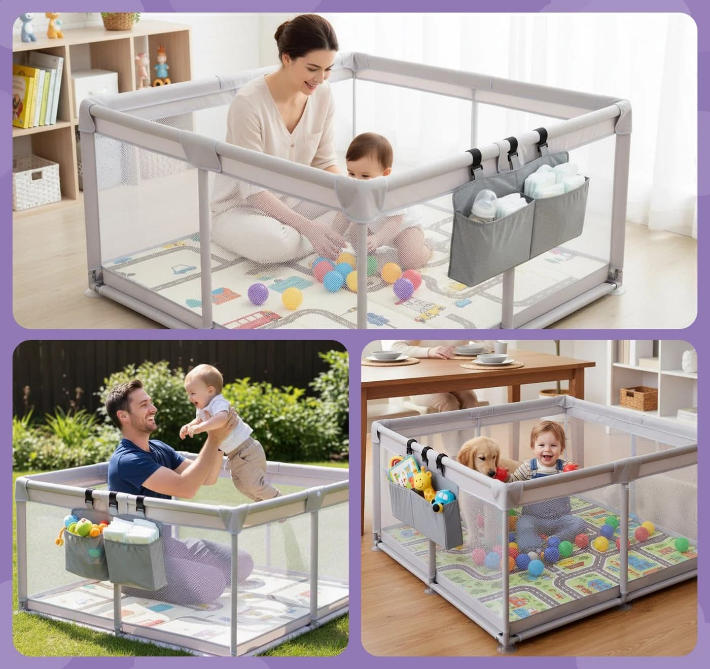 ElitVita Laufgitter Laufstall Baby 600D Oxford Stoff - Bild 4