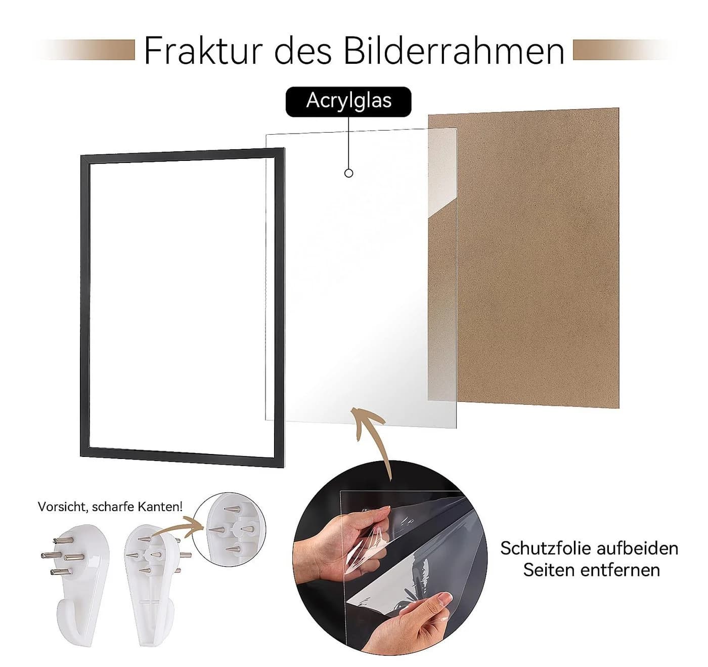Lindahandel Bilderrahmen Schwarz MDF mit PS-Glas - Bild 4