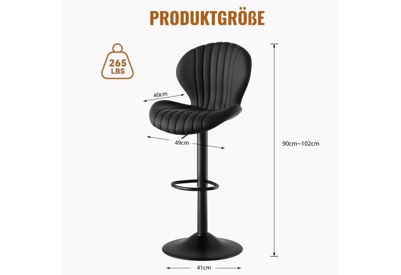 HawthyHome Barhocker Set 2er, Höhenverstellbar, Schwarz