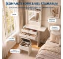 GarveeMore Schminktisch mit LED-Spiegel und Hocker Weiß/Gold Bild 5
