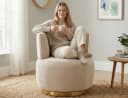LVHOM Drehsessel 360° Beige Samt Ergonomisch Bild 2