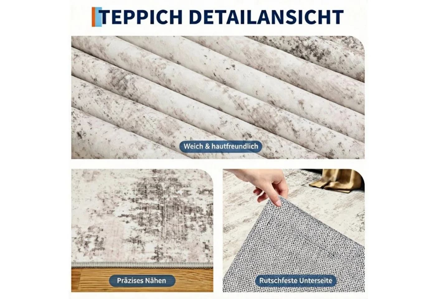 GarveeMore Teppich Moderner Abstrakter Künstlerischer Look Wohnzimmer - Bild 4