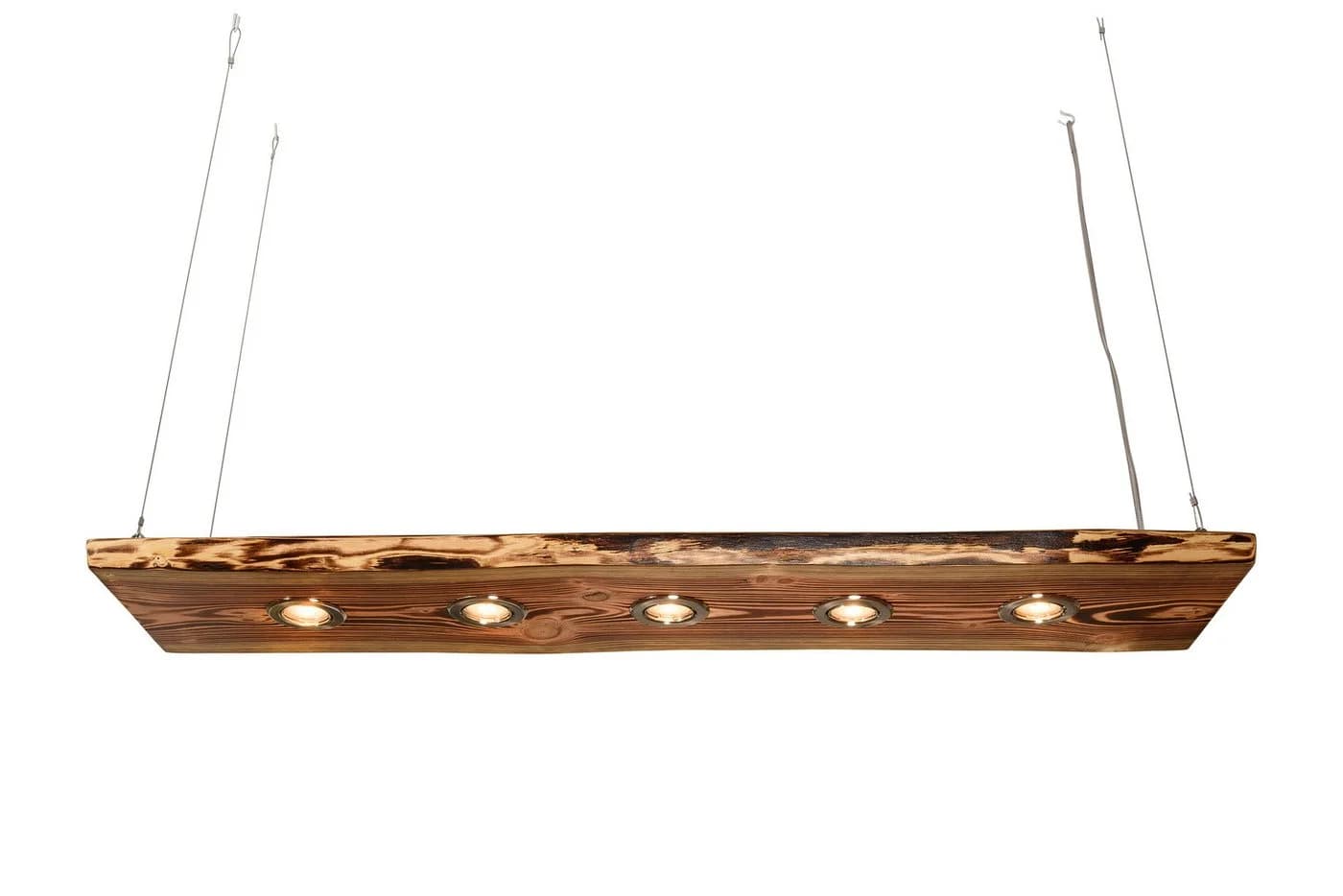 Blockholz-Schmiede Hängeleuchte Lärchen Geflammt LED Warmweiß - Bild 5