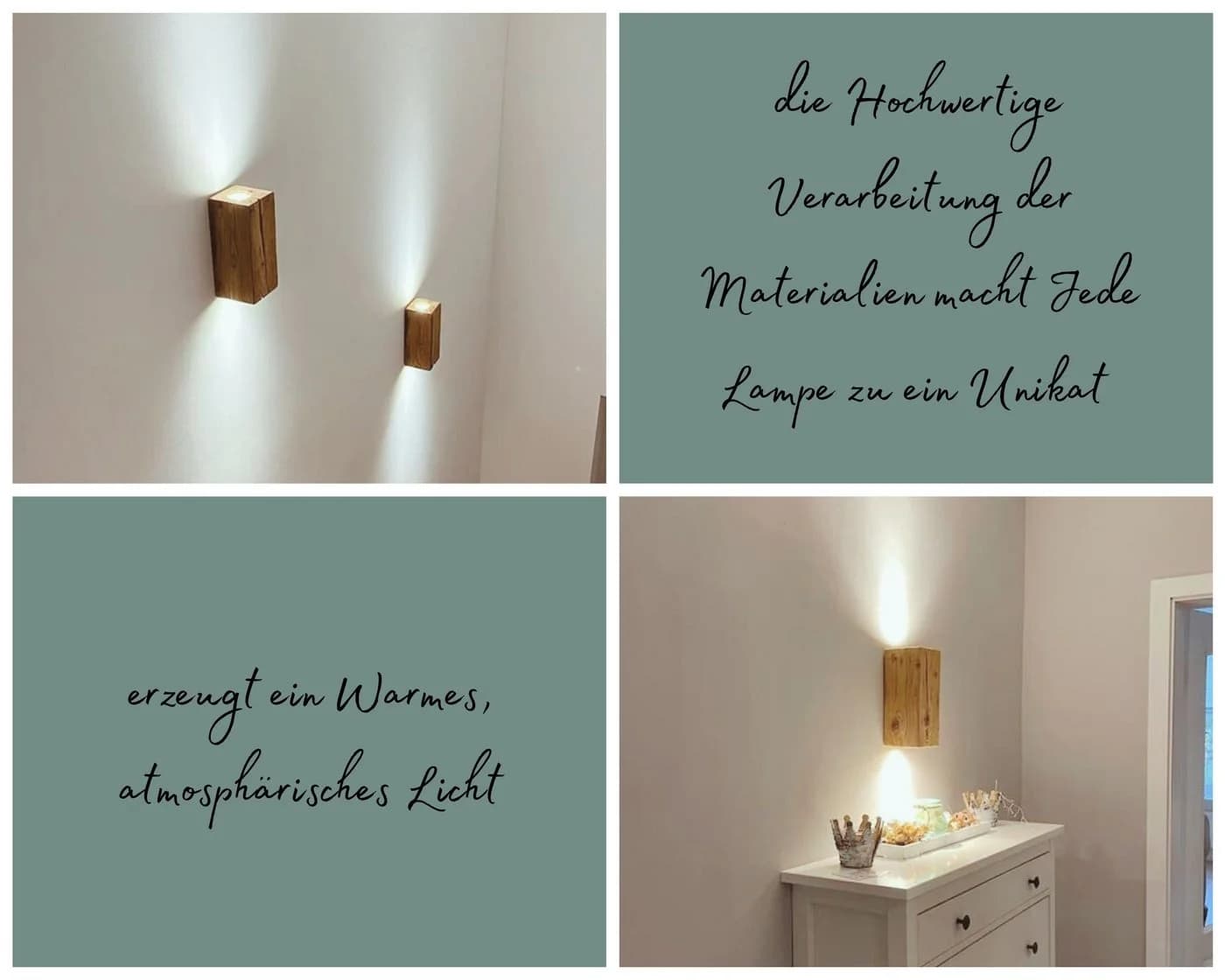 Blockholz-Schmiede Wandleuchte Altholz LED Dimmbar Fernbedienung GU10 2700K