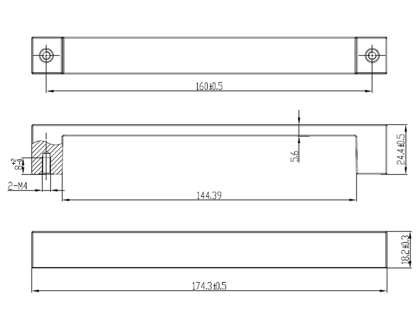 livingpoint24 Möbelgriff BA 160mm Edelstahloptik matt eckig - Bild 3