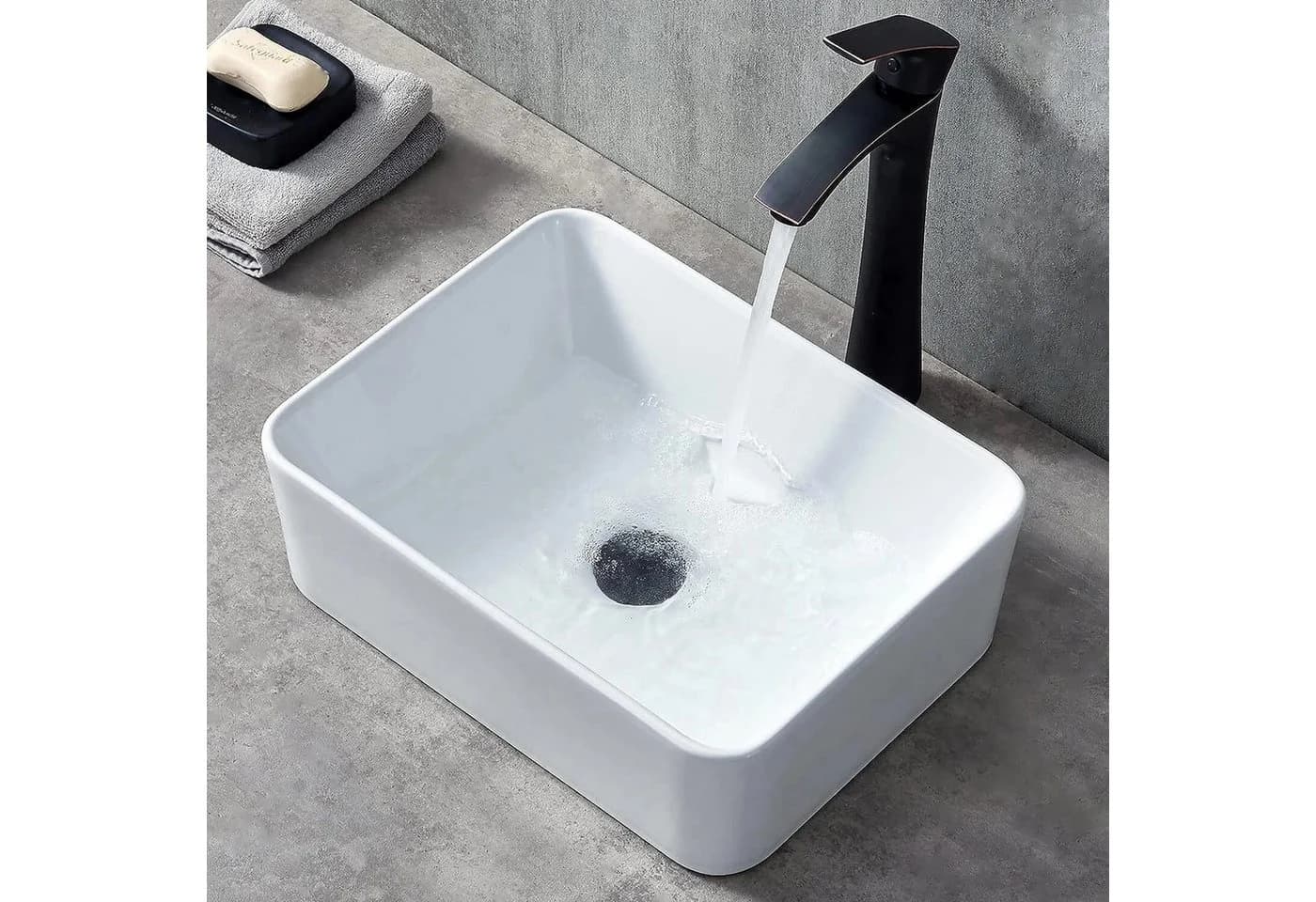 OUNUO Keramik-Waschtisch Rechteckig/Oval für Bäder - Bild 3