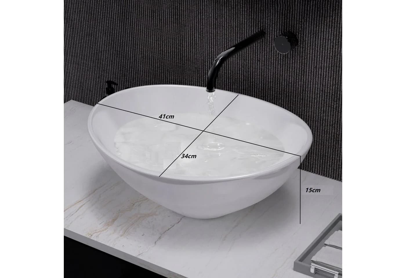 OUNUO Keramik-Waschtisch Rechteckig/Oval für Bäder - Bild 5