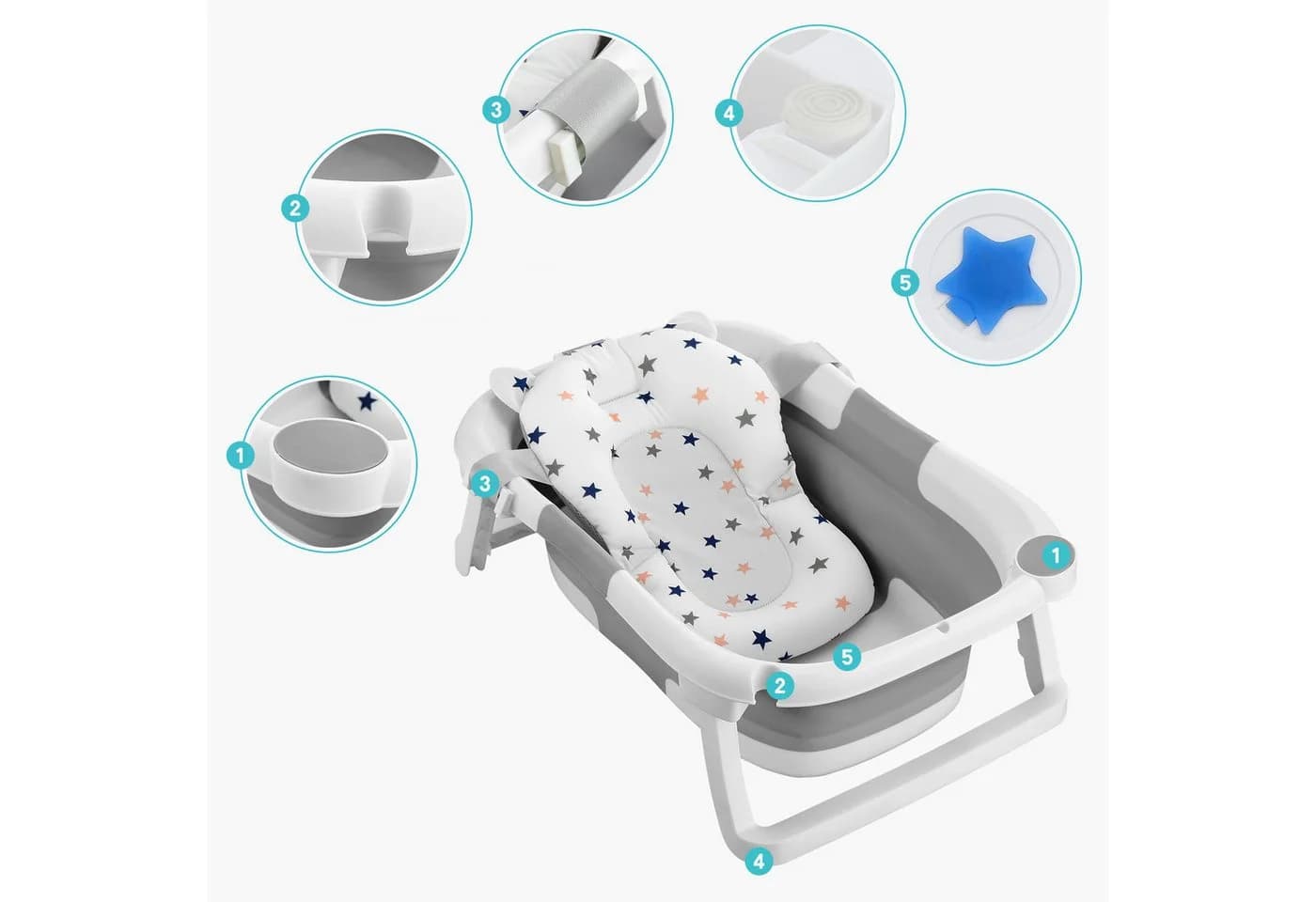 Faltbare und klappbare Babybadewanne aus Silikon - Bild 4