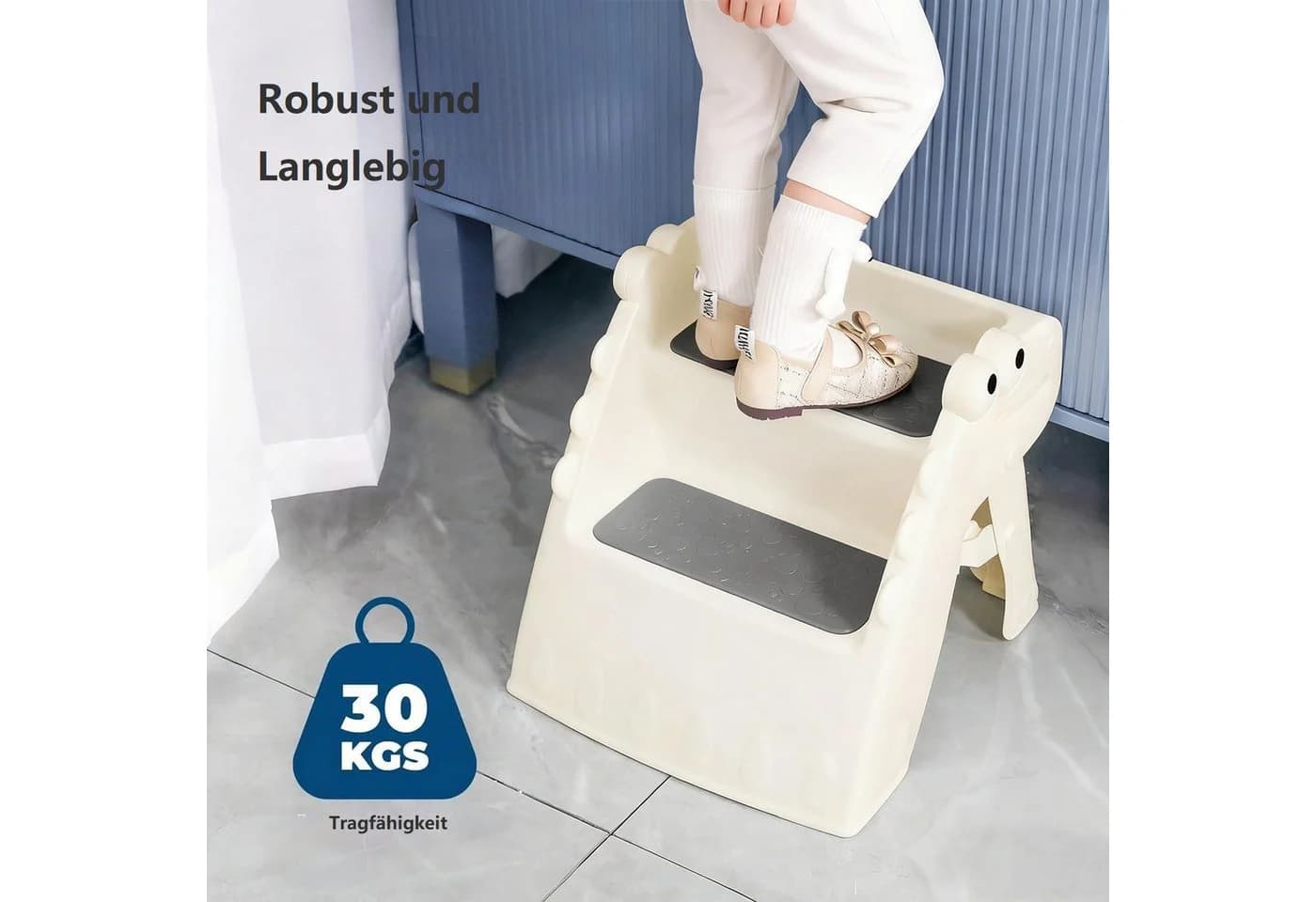 OUNUO Tritthocker Kleinkind-Hocker 2-stufiger faltbarer Tritthocker