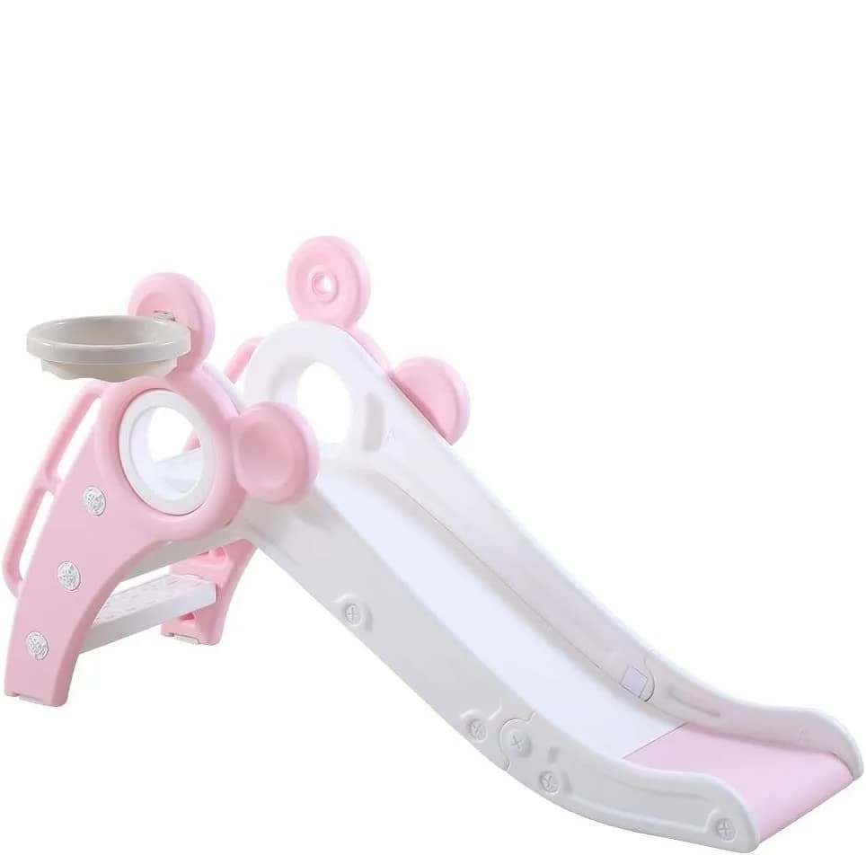OUNUO Kinderrutsche Faltbar Rosa mit Basketballkorb - Bild 2