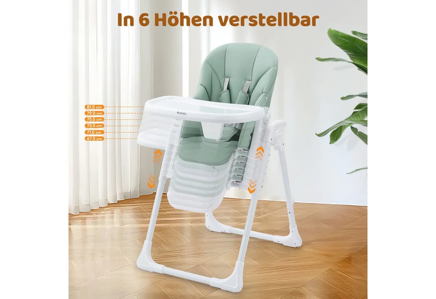 Ezebaby Kinderstuhl 6-fach höhenverstellbar klappbar Grün - Bild 3