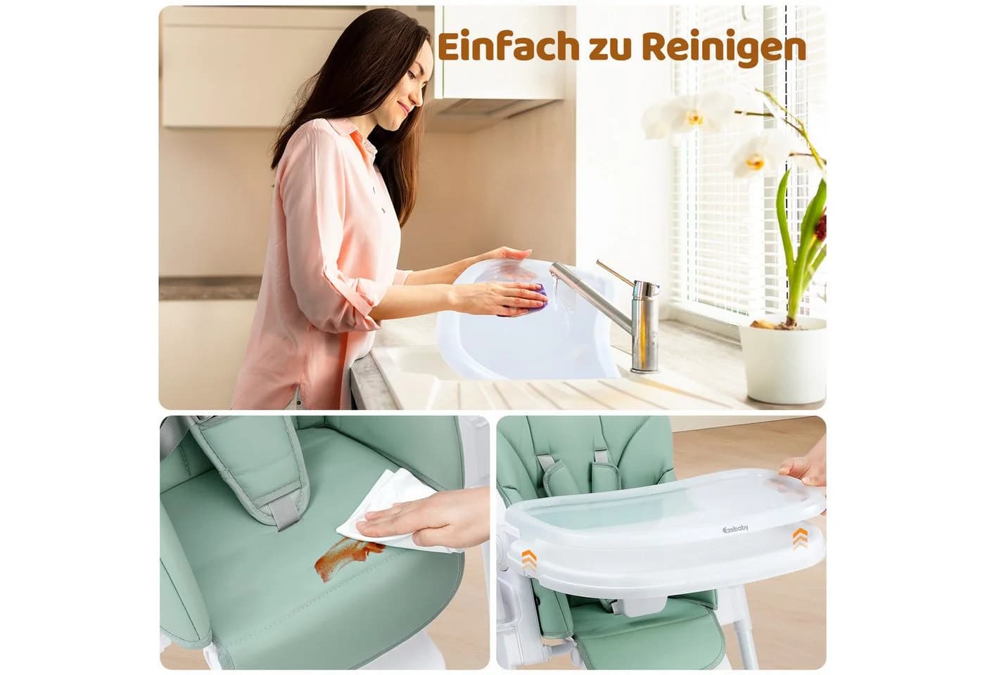 Ezebaby Kinderstuhl 6-fach höhenverstellbar klappbar Grün - Bild 5