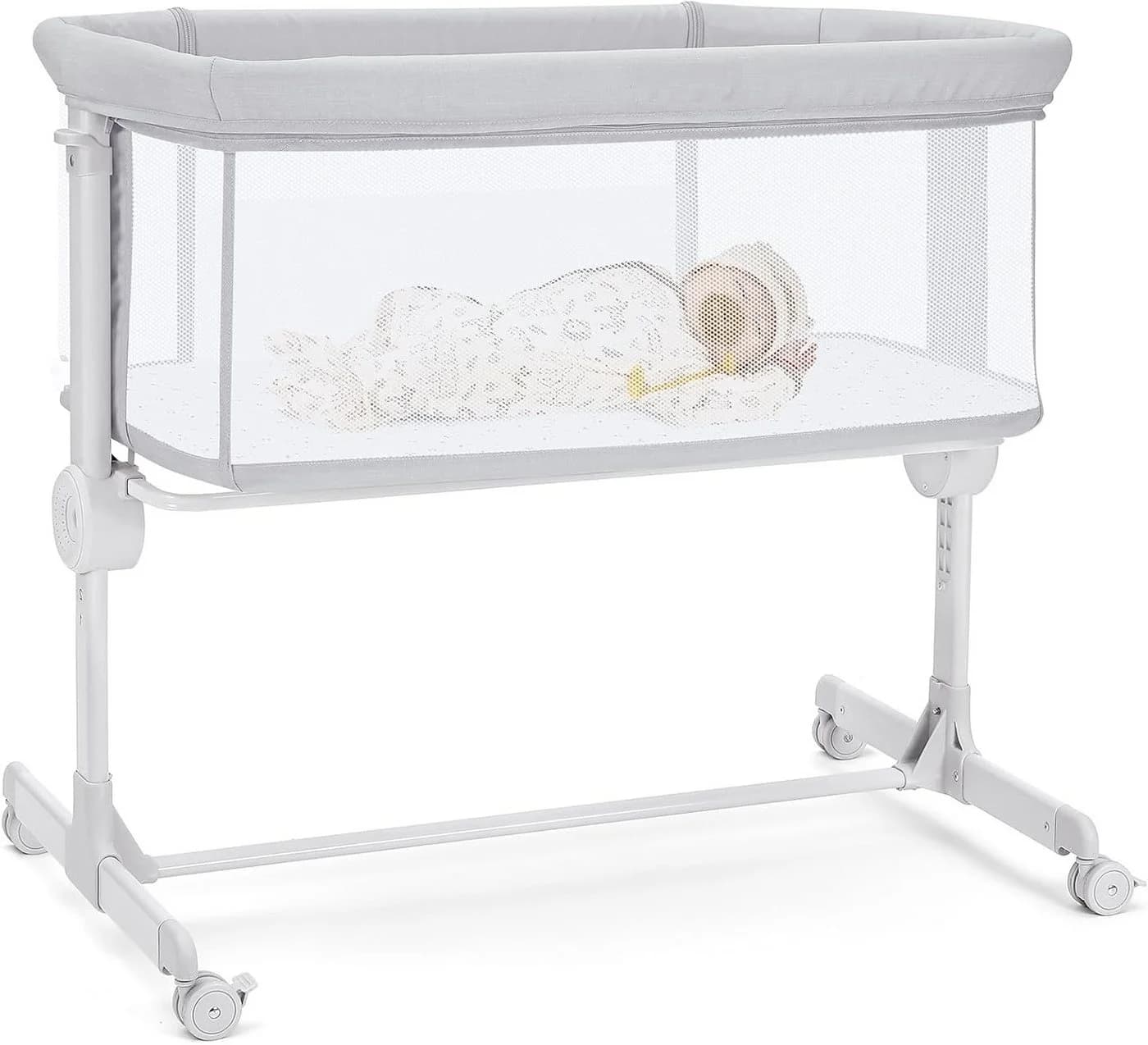 Onasti Beistellbett 2-in-1 höhenverstellbar mit Matratze Grau - Bild 2