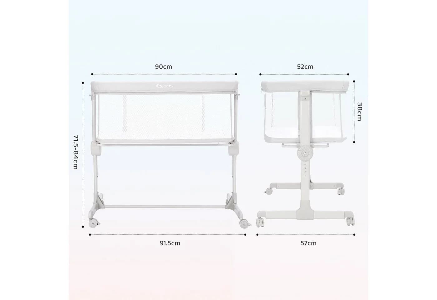 Onasti Beistellbett 2-in-1 höhenverstellbar mit Matratze Grau - Bild 4
