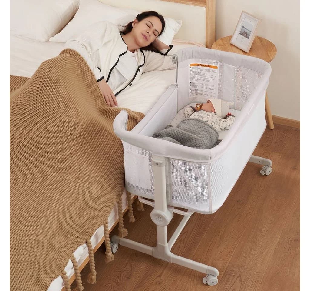 Onasti Beistellbett 2-in-1 höhenverstellbar mit Matratze Grau - Bild 5