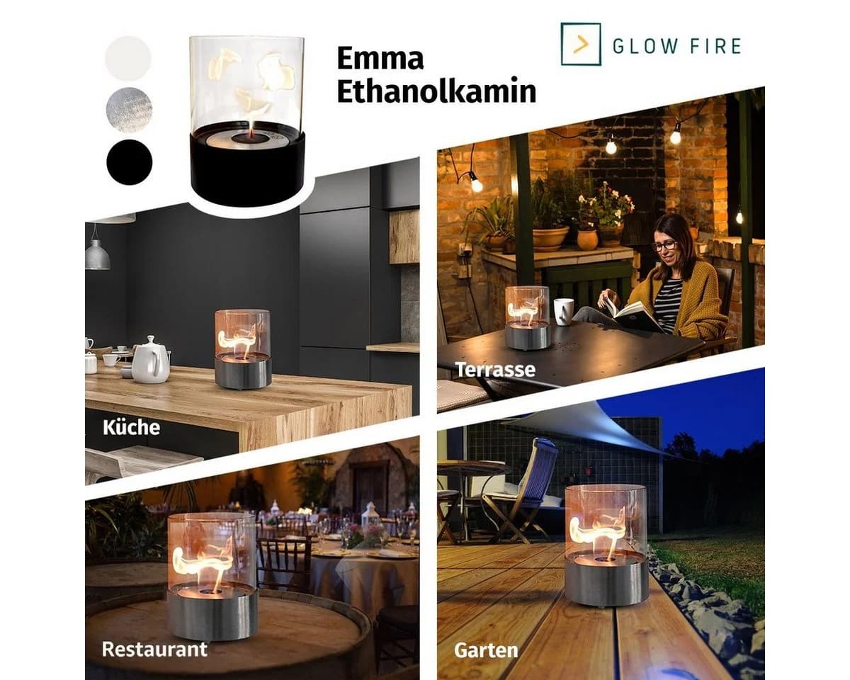 GLOW FIRE Ethanolkamin Emma Tischkamin Schwarz mit Heizleistung - Bild 5