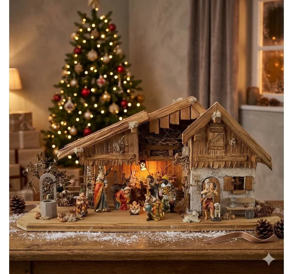Krippenursel Weihnachtskrippe Großglockner 12-tlg. Handbemalt Klassisch
