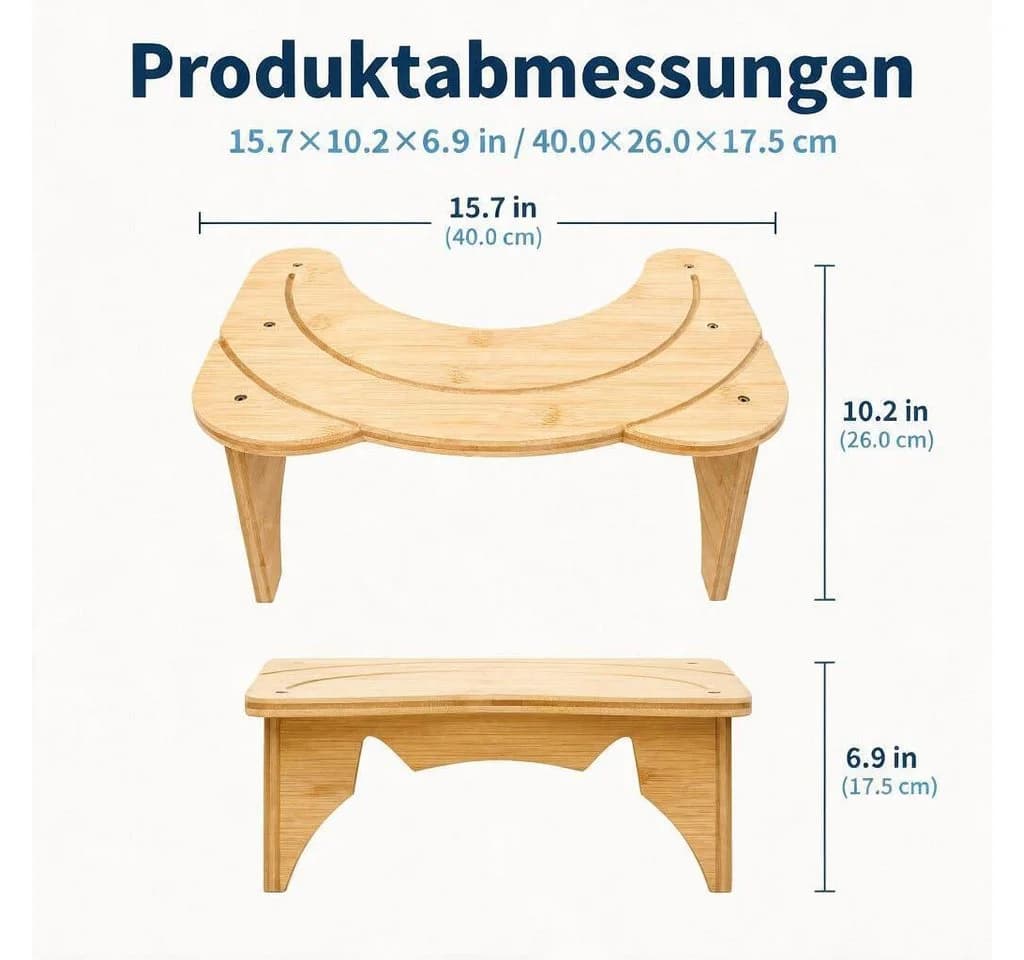 GarveeMore Bambus-Toilettenhocker 18 cm Ergonomisch Rutschfest - Bild 3