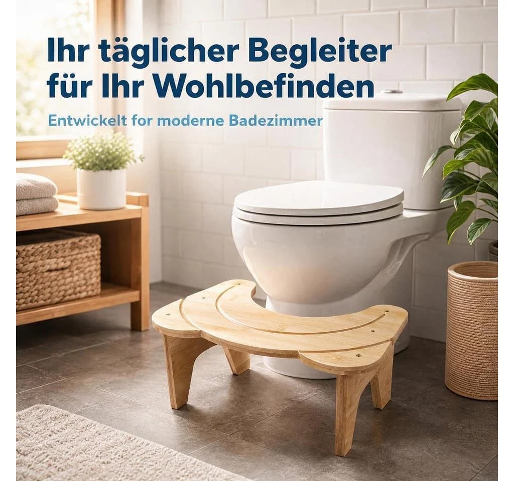 GarveeMore Bambus-Toilettenhocker 18 cm Ergonomisch Rutschfest - Bild 4