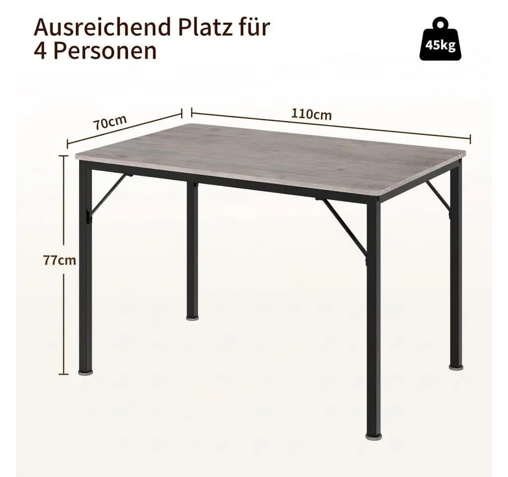 GarveeMore Esstisch Grau Modernes Holz-Metall Design - Bild 3