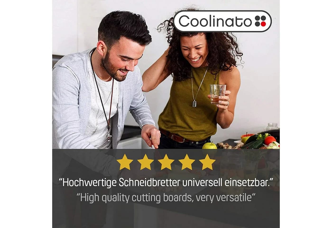 Coolinato Schneidebrett 3er Set Grau mit Saftrille