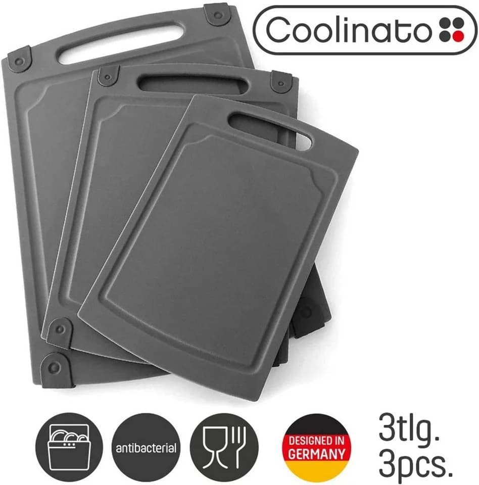 Coolinato Schneidebrett 3er Set Grau mit Saftrille - Bild 2