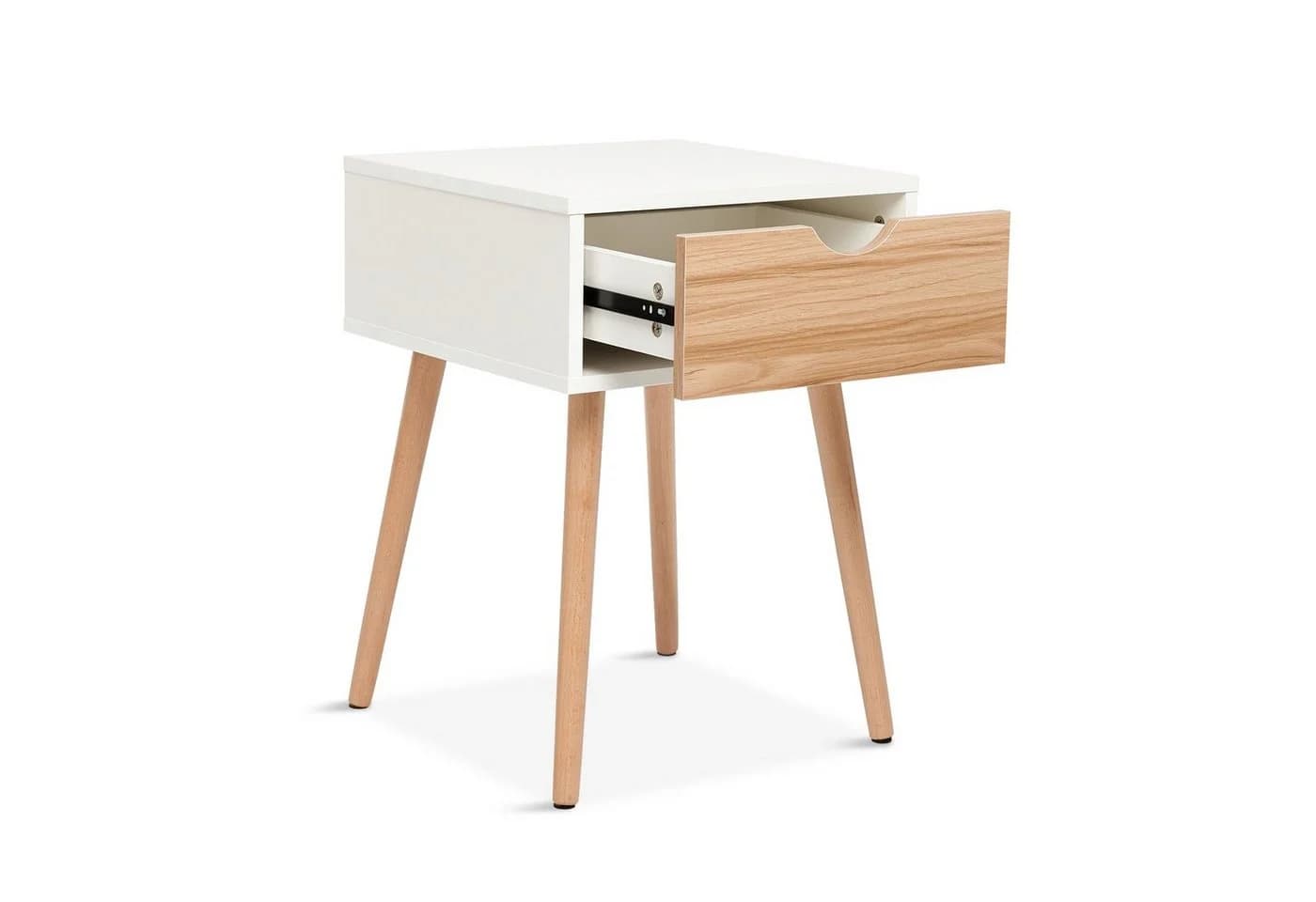 Mondeer Nachttisch Kommode Beistellschrank Weiß+Eiche - Bild 5