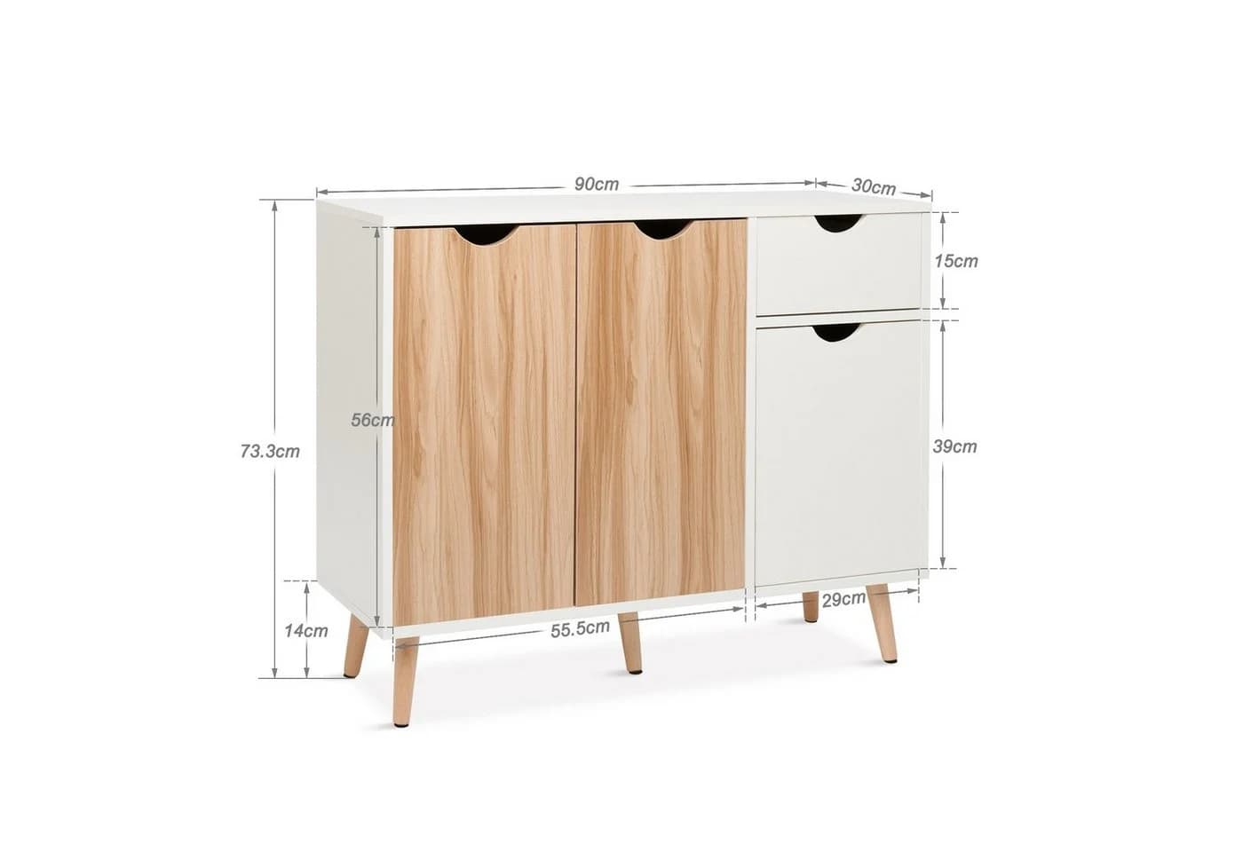 Mondeer Kommode Beistellschrank Weiß Eiche - Bild 5
