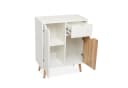 Mondeer Kommode Beistellschrank 1 Schublade 2 Türen Weiß + Eiche Bild 5