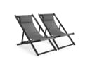 Mondeer Gartenliege Liegestuhl Klappbar 2 St. Dunkelgrau Aluminium Bild 2