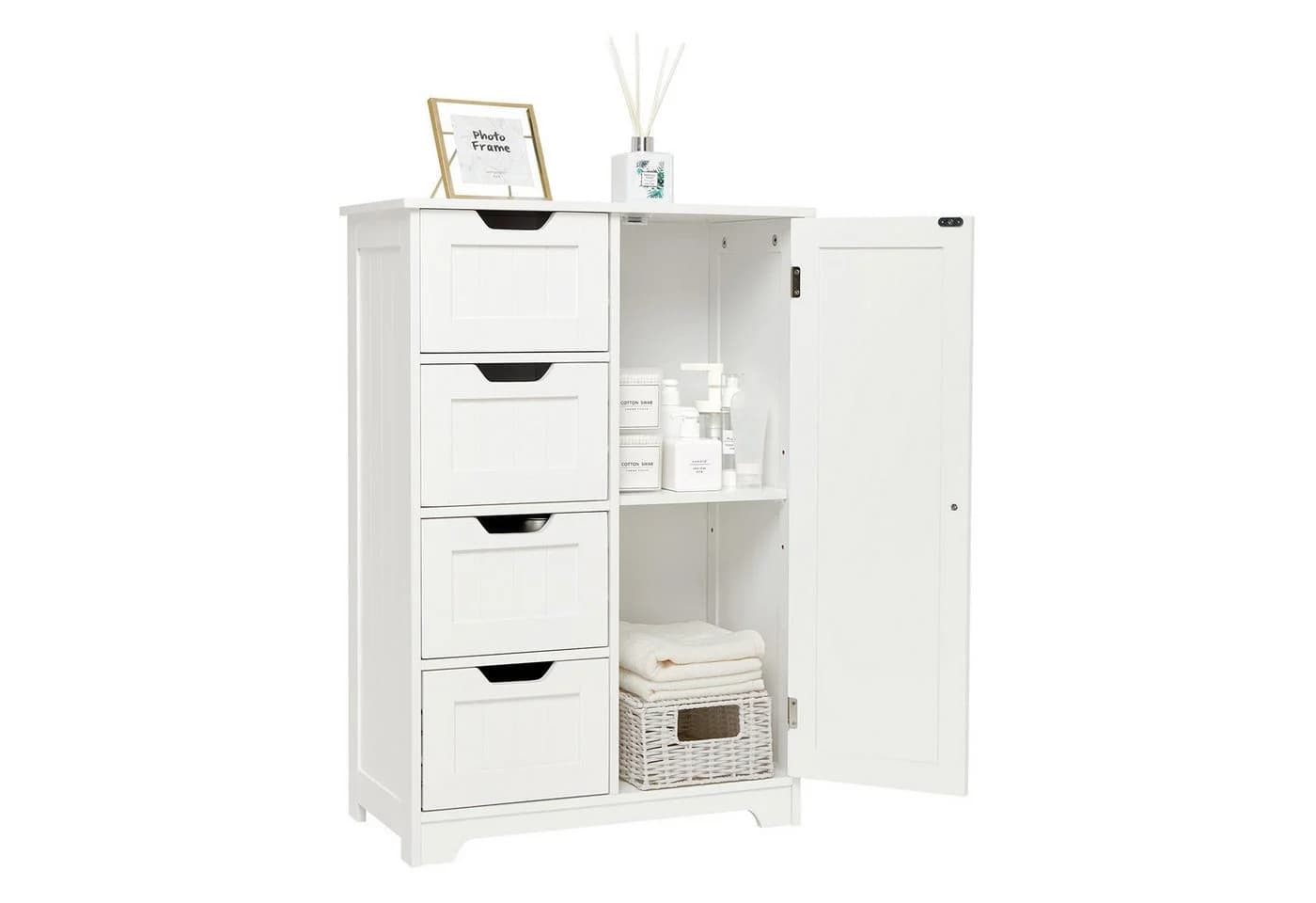 Mondeer Badezimmerschrank 4 Schubladen Weiß - Bild 3