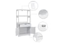 Mondeer Badezimmerschrank Badschrank Aufbewahrungsschrank 60 x 30 x 121cm Weiß Bild 3