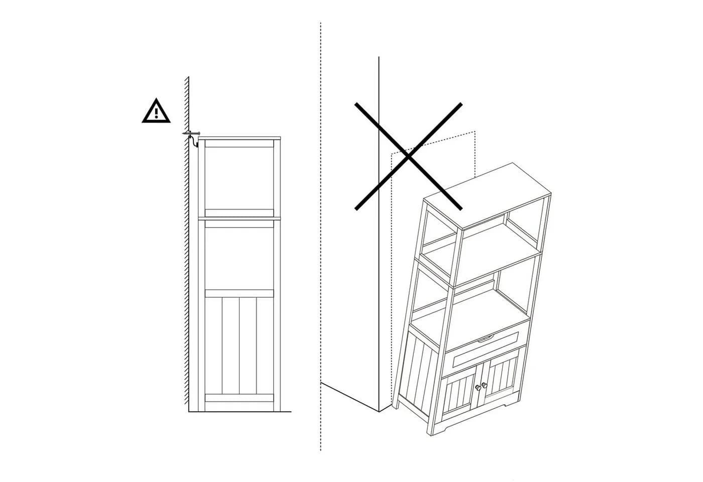 Mondeer Badezimmerschrank Badschrank Aufbewahrungsschrank 60 x 30 x 121cm Weiß - Bild 5