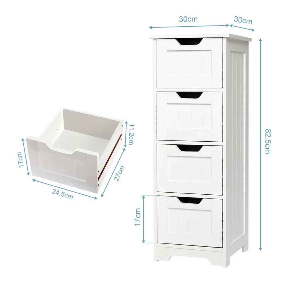 Mondeer Badezimmerschrank Kommode aus Holz Sideboard mit Stauraum Modern Weiß - Bild 5
