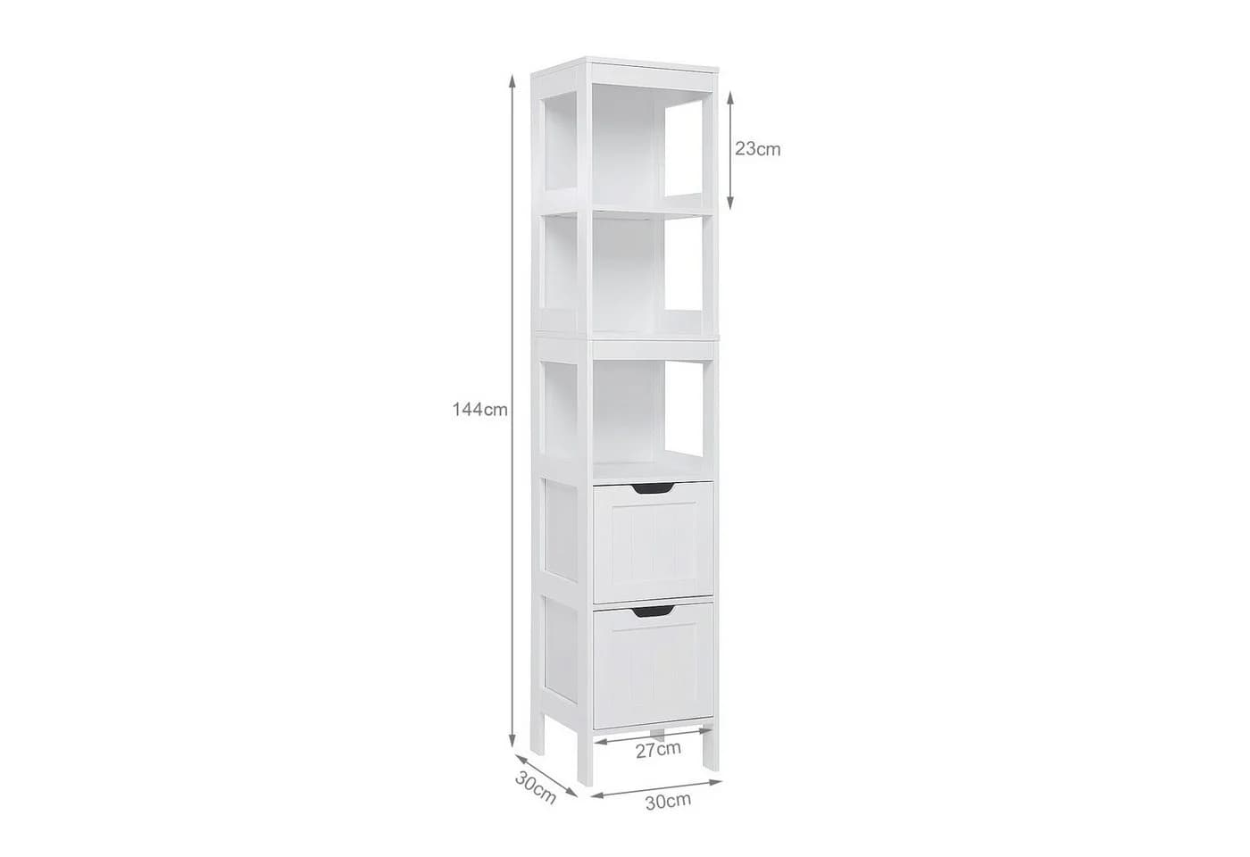 Mondeer Badezimmerschrank Hochschrank Badschrank 2 Schubladen 3 Regale - Bild 3