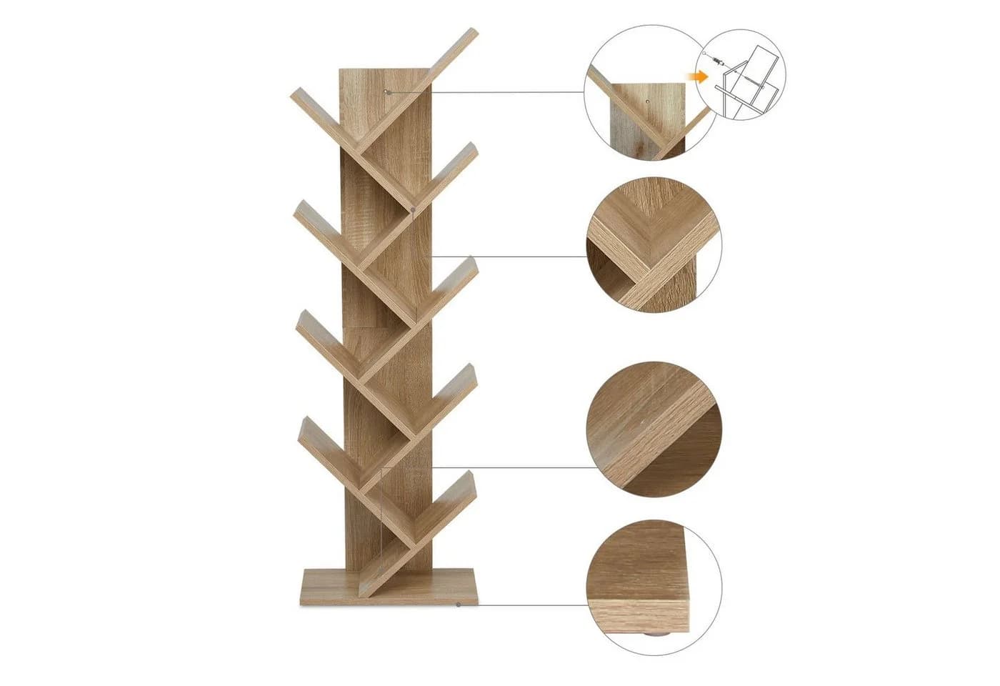 Mondeer Bücherregal in Baumform aus Holz Bücherschrank, Würfelregal exquisites 9-lagiges, einfaches Design und Platzsparen - Bild 5