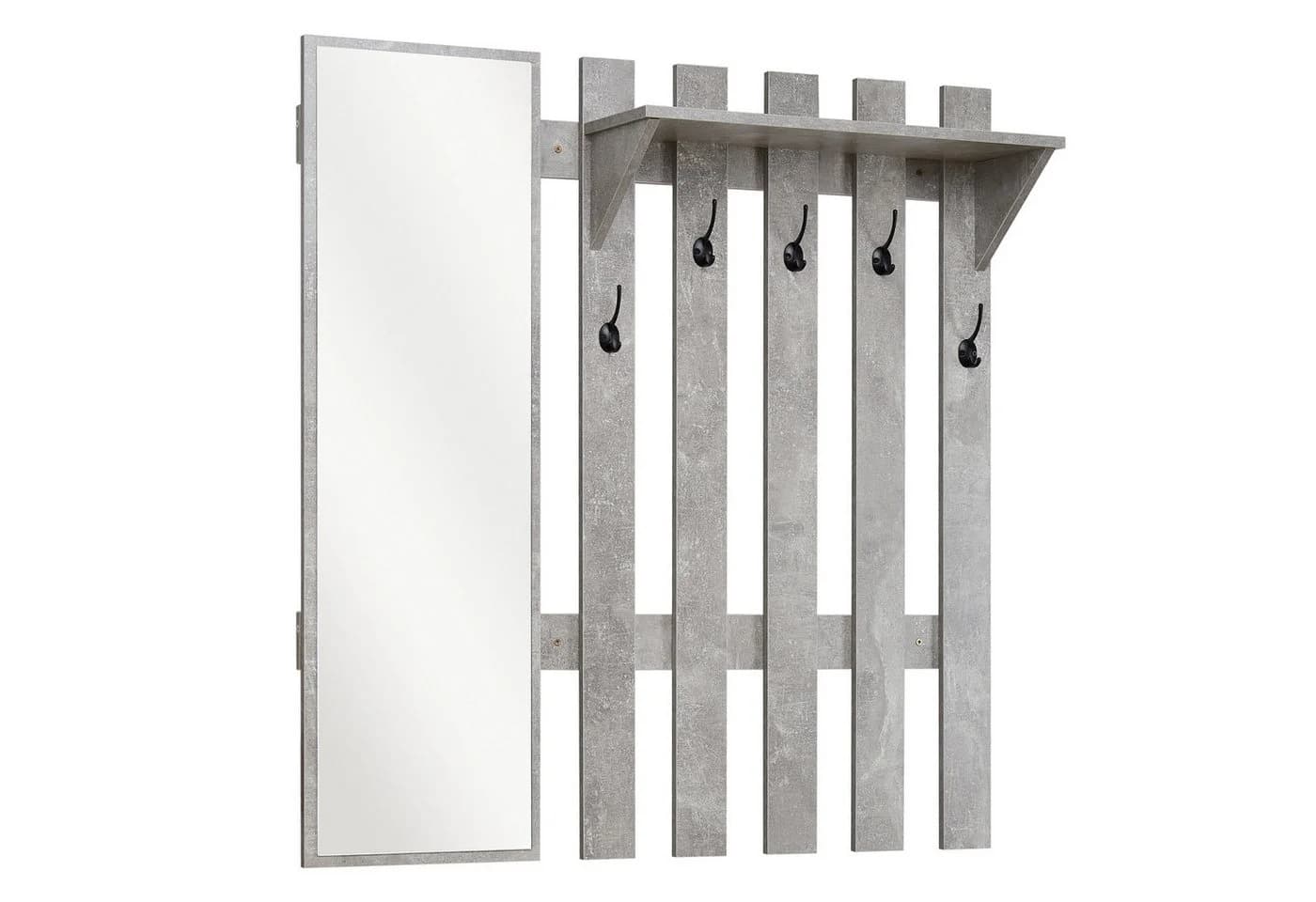Mondeer Garderobenpaneel Garderobe mit Spiegel Wandhalter mit 5 Häkchen 100 x 106 x 22 cm - Bild 2
