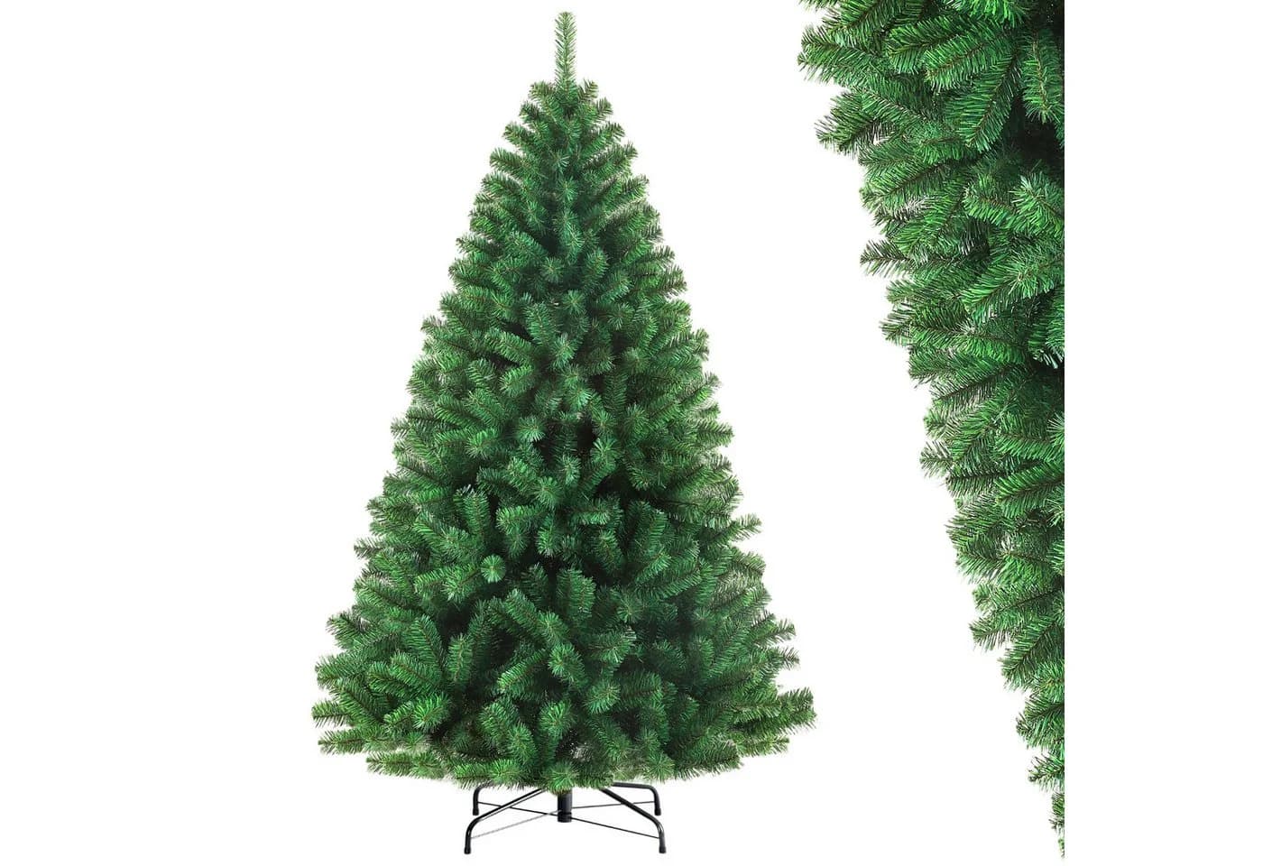MIUI Künstlicher Weihnachtsbaum 180/210 cm PVC Nordmanntanne Warmweiße LED-Beleuchtung - Bild 2