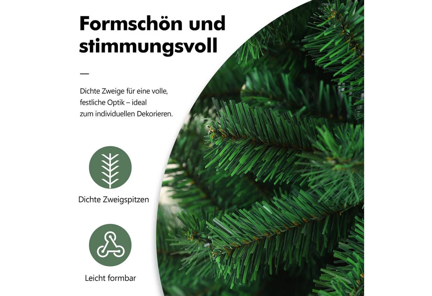 MIUI Künstlicher Weihnachtsbaum 180/210 cm PVC Nordmanntanne Warmweiße LED-Beleuchtung - Bild 3