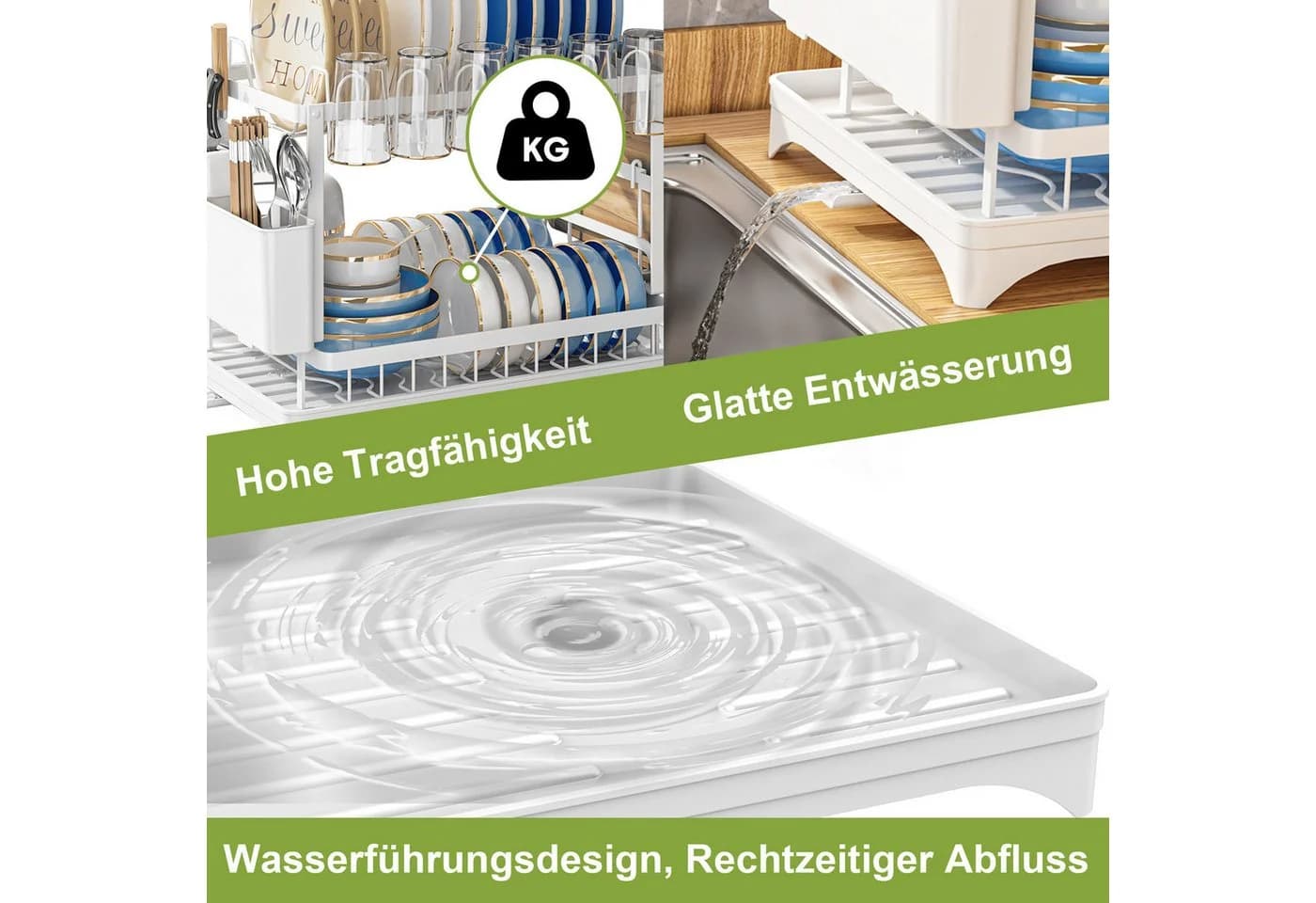 AIMAX Geschirrständer 2-stufig Edelstahl mit Abtropfschale