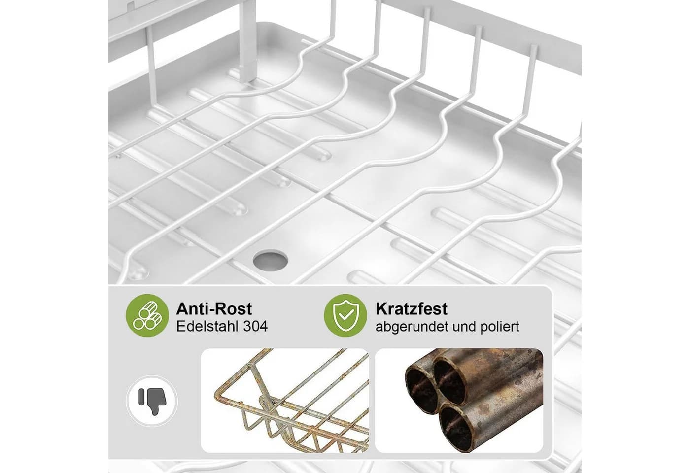 AIMAX Geschirrständer 2-stufig Edelstahl mit Abtropfschale - Bild 3