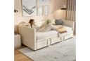 Simurq Schlafsofa Beige Samt Ausziehbar mit Lattenrost Bild 3