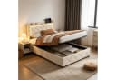 Simurq Polsterbett 90x200 Beige mit Bettkasten und LED-Beleuchtung Bild 2