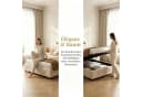 Simurq Polsterbett 90x200 Beige mit Bettkasten und LED-Beleuchtung Bild 3