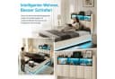 Simurq Polsterbett 90x200 mit Bettkasten und LED-Beleuchtung Beige Bild 1